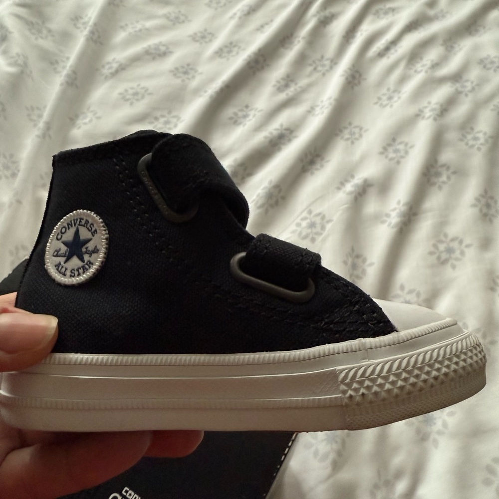 Converse Baby Black and White Velcro Sneakers - Picture 4 of 6
